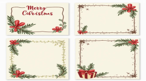 Floral Merry Christmas Background Template For Gift Tags And Menu Digital Display (16:9)