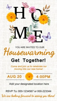 Floral modern editable blank housewarming inv Digital Display (9:16) template