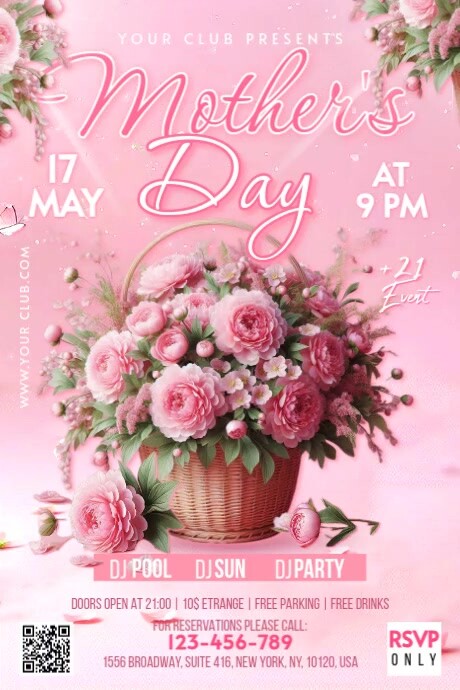 Floral Mother's Day Banner 4' × 6' template