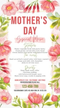 Floral Mother's Day Menu Digital Display (9:16) template