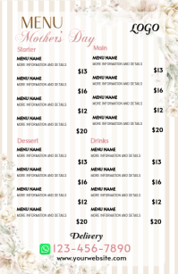 Floral Mother's Day Menu Tablóide Tabloid template