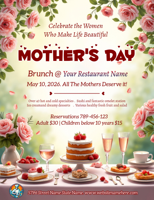 Floral Mother's Day Brunch Flyer Template | PosterMyWall