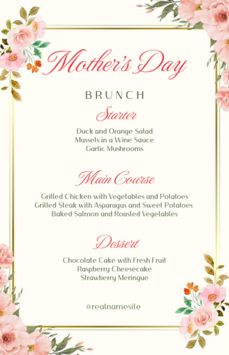 Floral Mother's Day Brunch Tabloid template