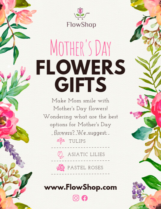 Floral Mother's Day Flower Retail Flyer template