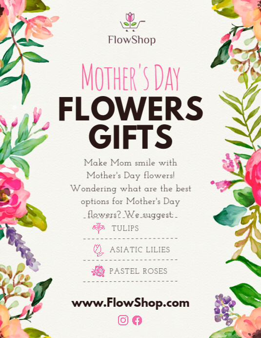 Floral Mother's Day Flower Retail Flyer Template | PosterMyWall