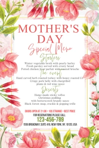Floral Mother's Day Menu Poster Affiche template