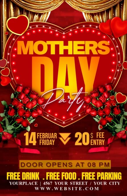 Floral Mothers Day Half Page Wide Meia página larga template