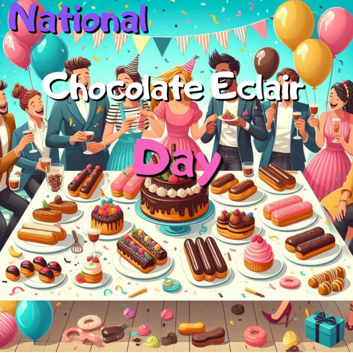 Floral National Chocolate Eclair Day Instagram Post Template | PosterMyWall