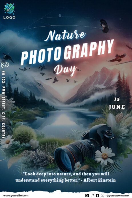 Floral Nature Photography Day Poster template