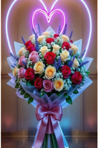 Floral Neon, Love Bouquet  Poster Плакат template