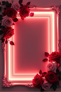 Floral Neon Rose Romance Frame Poster Plakat template