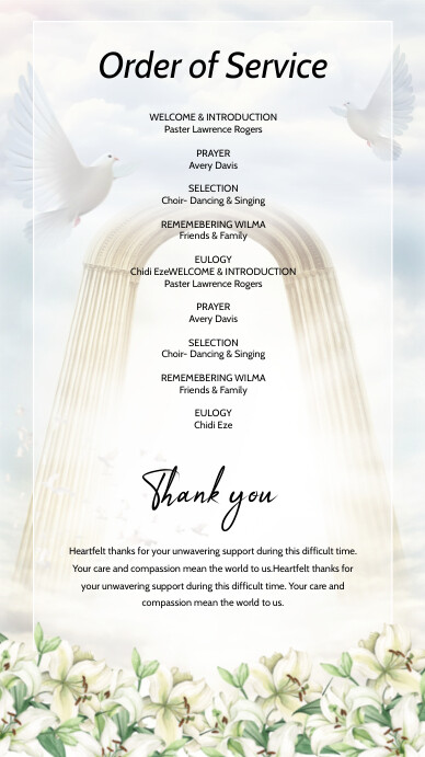 Floral Order Of Service Funeral Instagram Sto Template PosterMyWall Floral Order Of Service Funeral Instagram Sto Template PosterMyWall