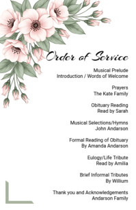 Floral Order Of Service Half Page Wide Isigamu Sekhasi Ububanzi template