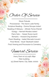 Floral Order Of Service Template | PosterMyWall