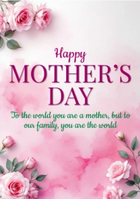 Floral pastal Watercolor Mother’s Day Flyer, Card & Instagram Template – Printable De A4