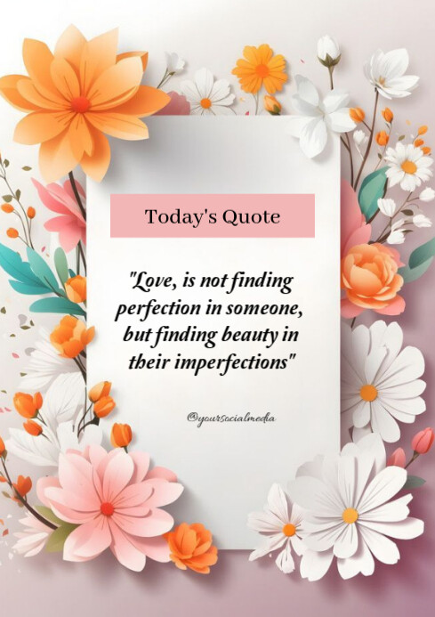 Floral Pastel Inspirational Love Quote A4 template