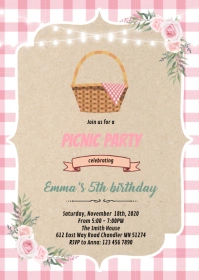 Floral picnic invitation A6 template