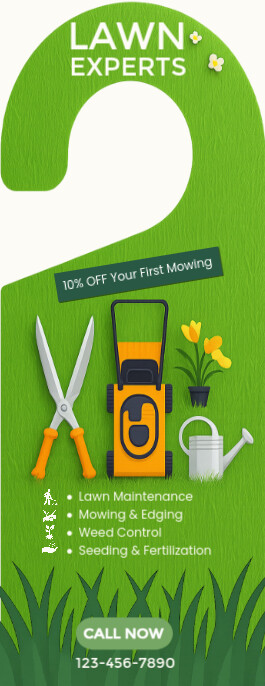 Floral Professional Lawn Care Door Hanger template ad