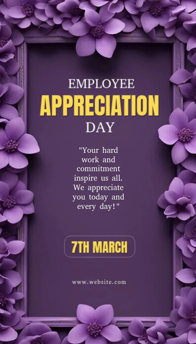 Floral Purple Background Maximalist Employee Appreciation Day  Business Card Besigheidskaart template