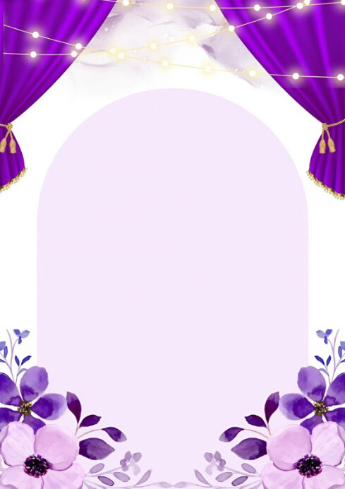 Floral Purple Empty Wedding Invitation Card Background A4 A4 template