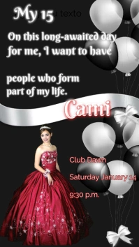 Floral Quinceañera Card Pantalla Digital (9:1 งานแสดงผลงานแบบดิจิทัล (9:16) template