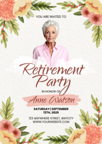 Floral Retirement Party Invitation A3 template