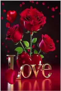 Floral Romantic Red Roses Love Design  Poster template