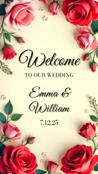 Floral Roses Border Frame welcome sign Instagram Story template