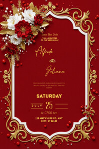 Floral Royal Wedding Invitation Card Poster Póster template