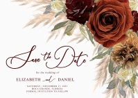 Floral Save the Date Announcement Postcard template