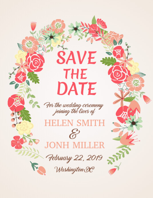 Floral Save the Date Flyer Template PosterMyWall
