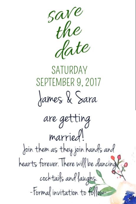 Floral Save The Date Template Postermywall