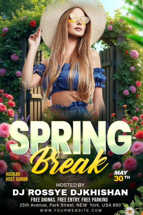 Floral Spring Break  Poster template