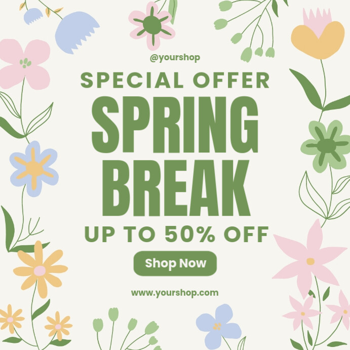 Floral Spring Break Super Sale Instagram Post Template | PosterMyWall
