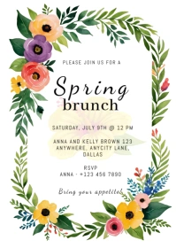 Floral Spring Brunch Invitation  A6 template