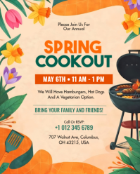 Floral Spring Cookout & BBQ Picnic Invitation Flyer Instagram Portrait template