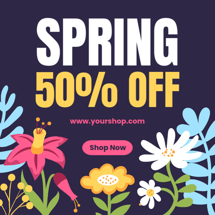 Floral Spring Discounts Promo Instagram Post Template | PosterMyWall