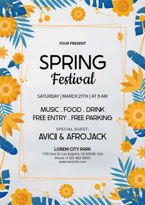 Floral Spring Festival A4 Template | PosterMyWall
