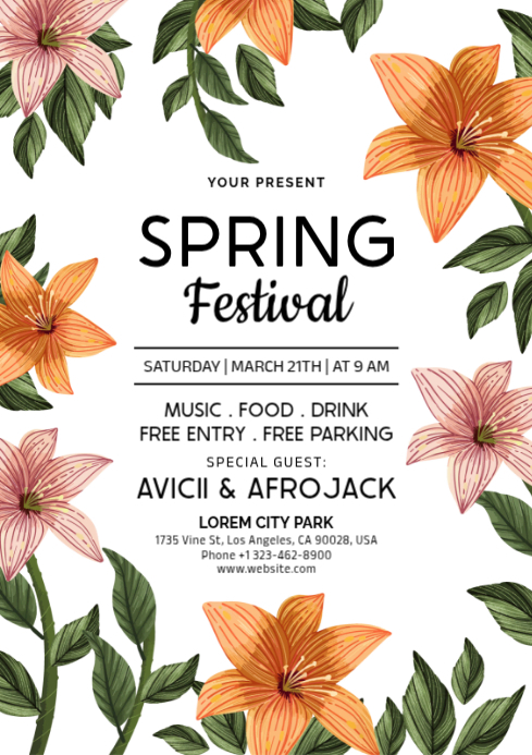 Floral Spring Festival A4 Template | PosterMyWall