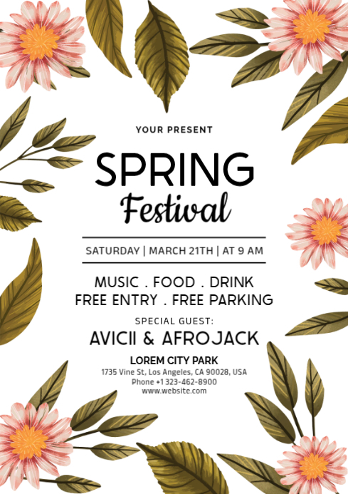 Floral Spring Festival A4 Template | PosterMyWall