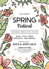Floral Spring Festival A4 template