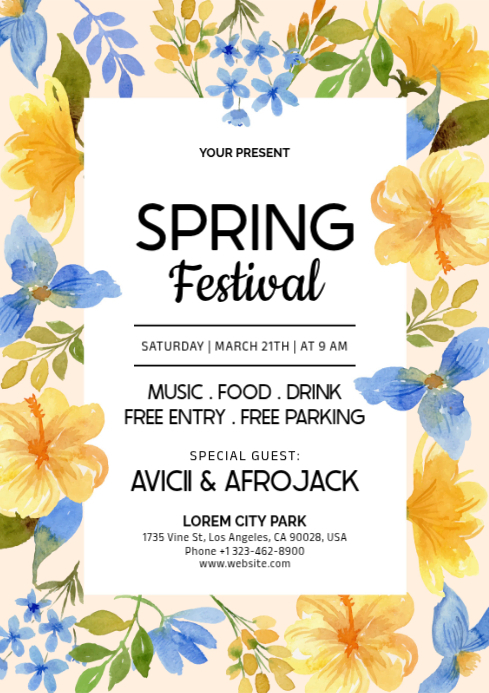 White Spring Festival A4 Template | PosterMyWall