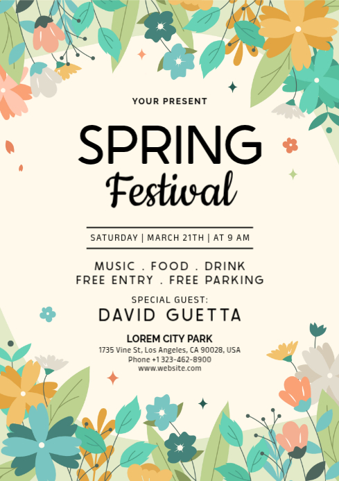 Floral Spring Festival A4 Template | PosterMyWall