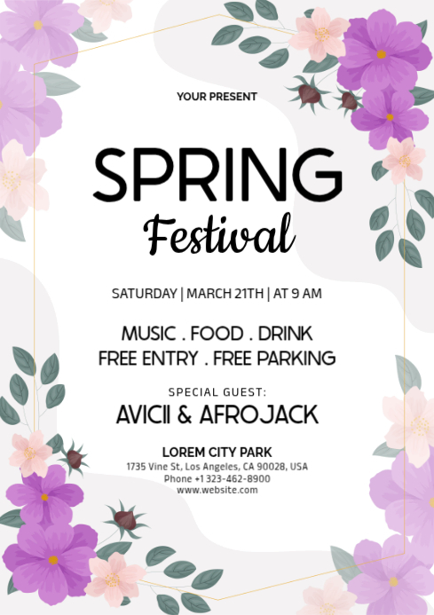 Floral Spring Festival A4 Template | PosterMyWall