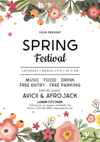 Floral Spring Festival A4 template