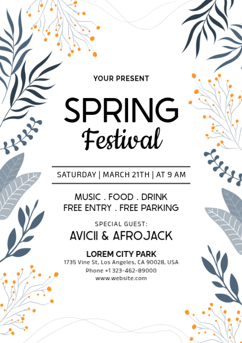 Floral Spring Festival A4 Template | PosterMyWall