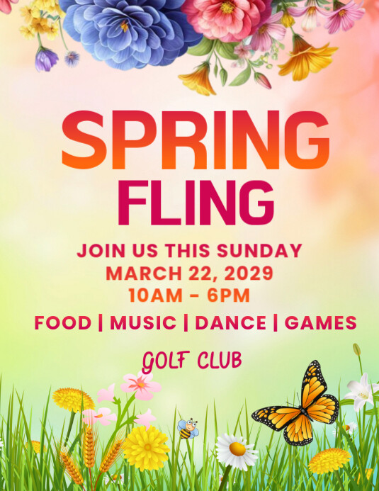Floral Spring Fling Flyer (us Letter) template