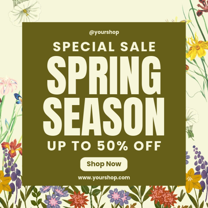 Floral Spring Season Sale Instagram Post template