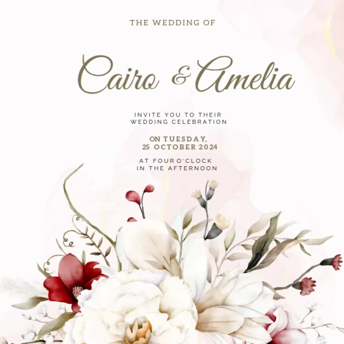 Square Invitations Floral Square Wedding Invitation Templates Wedding Invitation Template
