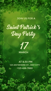 Floral St. Patrick's Day Party Invitation  Instagram Story Instagram-verhaal template